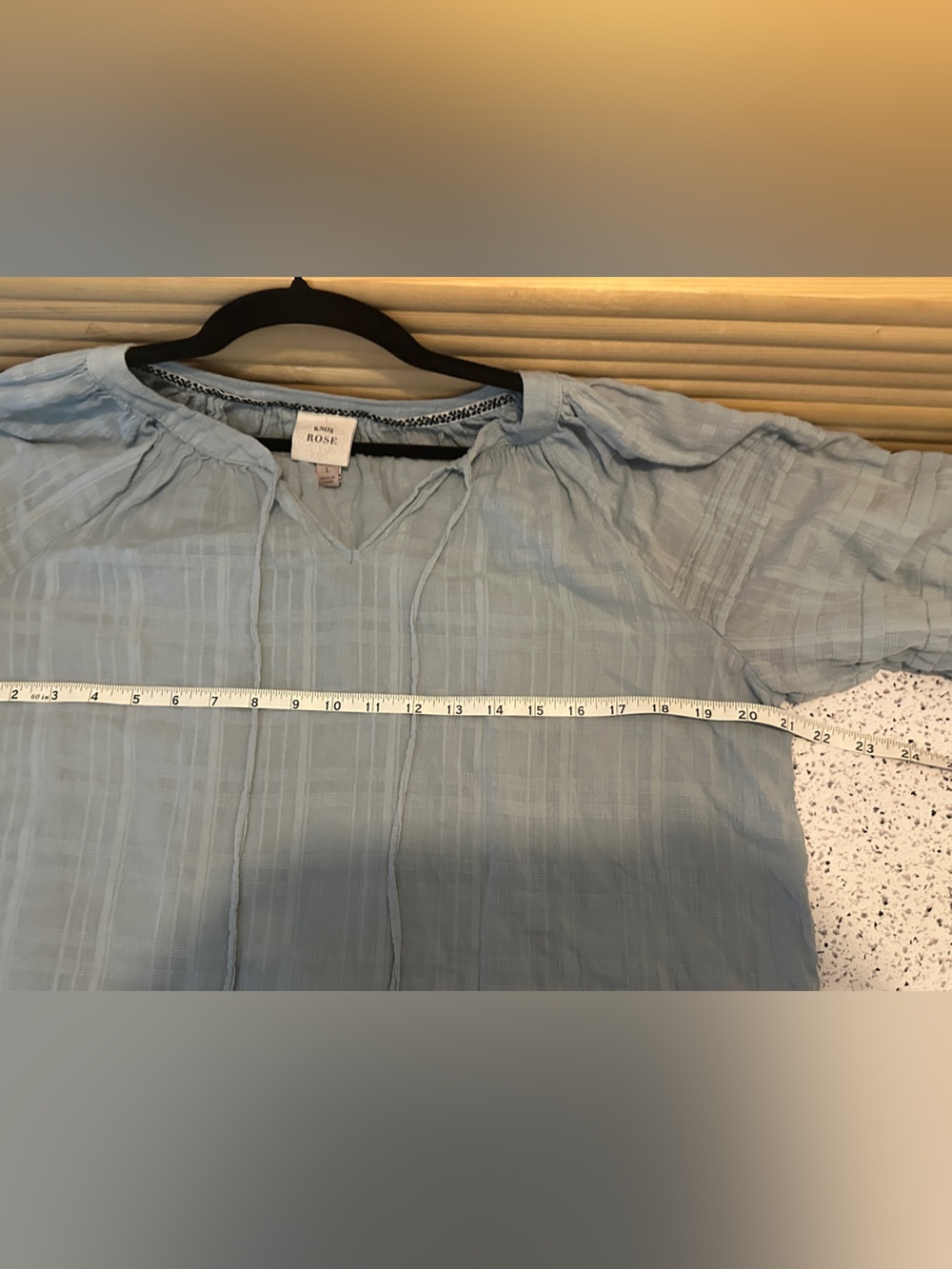 Knox Rose Light Blue Peasant Tunic Blouse - Picture 5 of 5